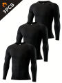 Stay Active and Comfortable with Men's Compression Shirts - Long Sleeve Athletic Workout Tops and Base Layers!.