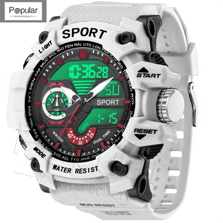 Fashion Sport Watches Men Shock Resistant  Wristwatch LED Alarm Stopwatch Clock Military  Men Watch