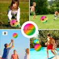 6Inflatable Summer Beach Ball Pool Swim Rubber Rainbow Beach Volleyball Garden Game Net Kids Toy. 