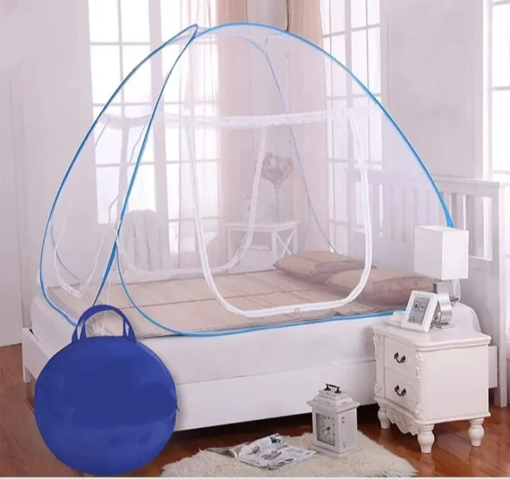Portable%20Double%20Bed%20Full%20Cover%20Mosquito%20Net%20with%20Lace%20Border%20and%20Zipper%20-%20Lightweight,%20Foldable%20&%20Easy%20to%20Pack%20-%20Image%202