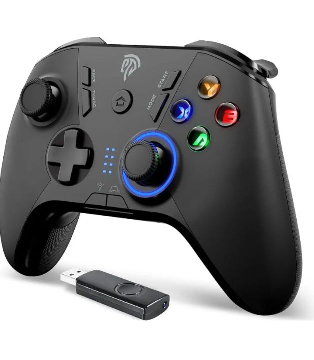 wireless game controller EasySMX 9110 rechargeable ergonomic design ergonomic size vibration function Turbo button computable with PC Nintendo switch Ps3 Android Steam very high quality game controller black color