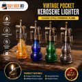 Vintage Gas Lighter Windproof Metal Pocket Lighter Retro Design Refillable Utility Lighter.