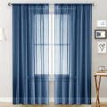 2PCS solid color semi blackout Terylene through pole window screen curtains for living room and bedroom use. 
