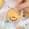 100pcs Cute Smiling Face Cookie Packaging Bag Laser Transparent Biscuit Bag Self-adhesive Bag Birthday Party Wedding Decoration.