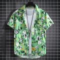 Floral Design Summer Beach Suit Men's Polo Shirt Oversized 3/4 Sleeves Shirt+shorts. 