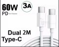 White USB Type C to USB-C PD Quick fast Charging Data Fast cable 2Meter Long. 
