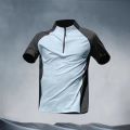 Sports T-shirt men's half zip stand up collar quick drying short sleeved running top summer quick drying versatile sports traini.