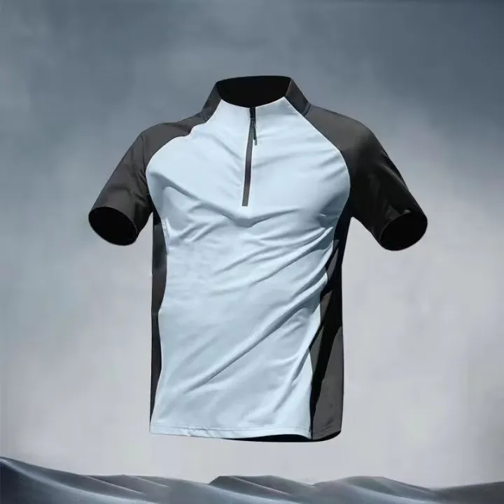 Sports%20T-shirt%20men's%20half%20zip%20stand%20up%20collar%20quick%20drying%20short%20sleeved%20running%20top%20summer%20quick%20drying%20versatile%20sports%20traini%20-%20Image%206