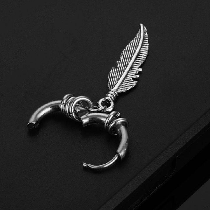 2pc%20korean%20Fashion%20Cross%20feather%20Stud%20Earrings%20Punk%20Rock%20Style%20For%20Women%20men%20High%20Quality%20Stainless%20steel%20Hiphop%20Ear%20Jewelry%20-%20Image%203