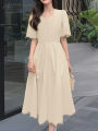 2025 ZANZEA Elegant Women Midi Dresses Office Sundress Casual Short Sleeve Butttons Up Vestidos Robe Stylish A Line Party Dress. 