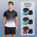 Summer men gradually color fast-drying short-sleeved shorts sports suit teenagers leisure running fitness relaxed plus-size suit. 