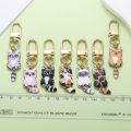 7pcs Cartoon Cute Enamel Cat Keychain, Alloy Animal Key Ring, For Car Keys, Backpacks, Wallets. 