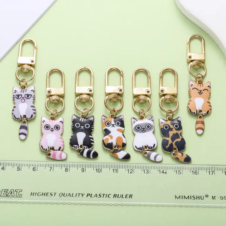 7pcs%20Cartoon%20Cute%20Enamel%20Cat%20Keychain,%20Alloy%20Animal%20Key%20Ring,%20For%20Car%20Keys,%20Backpacks,%20Wallets%20-%20Image%205