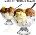 Ice Cream Bowl Glass Set of 6 Pcs Clear Glasses for Dessert Food Grade Plastic Bowl for Ice Cream Sundae Dessert Bowls. 