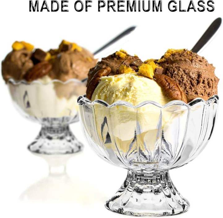 Ice Cream Bowl Glass Set of 6 Pcs Clear Glasses for Dessert Food Grade Plastic Bowl for Ice Cream Sundae Dessert Bowls