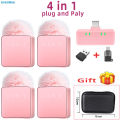 Pink 1 In 4 Wireless Lavalier Microphone Noise Reduction With Windproof Cap Mute Recording Function Portable Audio Video Live. 