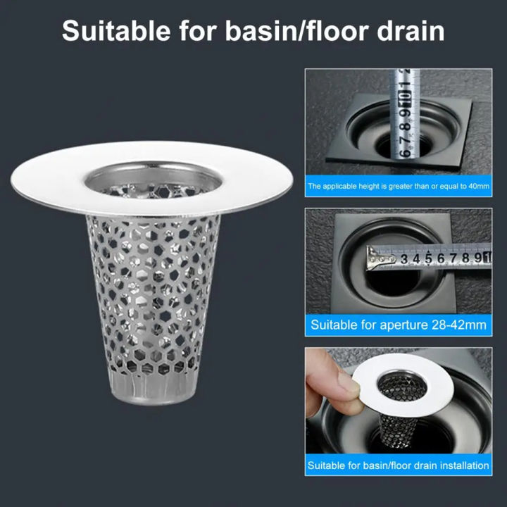 Bathroom%20Sink%20Drain%20Strainers%20Small%20Conical%20Premium%20Stainless%20Steel%20Porous%20Hair%20Catcher,%20Drainer%20Filter%20-%20Image%203