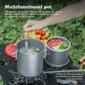 Boundless Voyage 1.4L Titanium Pot Rice Cooker Set Ultralight Camping Cookware for Outdoor, Hiking, Travelling Cooking W-Ti2093c.