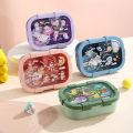1000/1350ml Cartoon Lunch Box with Soup Bowl Bento Box Buckle Design Sealed and Leak-proof Portable Food Storage Container. 