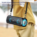 Rockmia EBS-045 Portable Wireless Music Speaker Bluetooth 5.0 RGB LED Lights Microphone TF Card Shoulder Strips. 