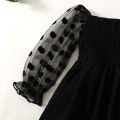 1-6 Year Baby Girl Fashion Off the Shoulder Black Mesh Long Sleeved Dress  for Spring&Autumn Party Photography Skirt Outfits. 