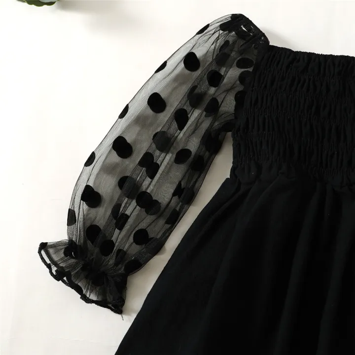 1-6%20Year%20Baby%20Girl%20Fashion%20Off%20the%20Shoulder%20Black%20Mesh%20Long%20Sleeved%20Dress%20%20for%20Spring&Autumn%20Party%20Photography%20Skirt%20Outfits%20-%20Image%203