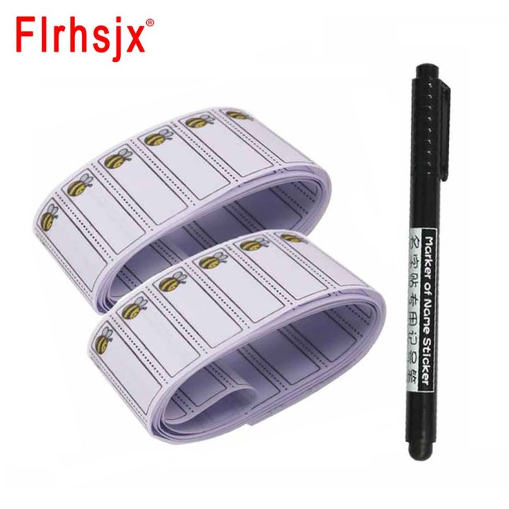 100/200Pcs Washable Iron On Name Labels+1pc Free Pen Bee Pattern Labels ...