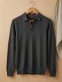 Full Sleeves Polo Collar Knit Sweater For Men's / Men's Winter Cotton Jersey / Men's Winter Collection. 