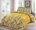 3 pcs cotton printed double bedsheet || causal bead sheet || yellow bedsheet. 