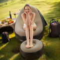 2Pcs Lazy Sofa Inflatable Chair Folding Recliner (Sofa + Footrest) Outdoor Sofa Bed with Footrest Indoor and Outdoor Portable Folding Air Mattress Lunch Break Leisure Chair Set. 