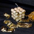 Large bubble candle with gold leafs with customise colour and scents. 