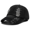 2024 New Solid Color Ripped Baseball Cap Washed Denim Snapabck Hat Hip Hop Breathable Streetwear Distressed Hats for Women Men. 