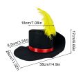 Cos-Animefly Puss Boots Hat 2024 Movie Costume Yellow Feather Cowboy Colonial Style Tricorn Hats Party Hats Cap For Adults Kids. 
