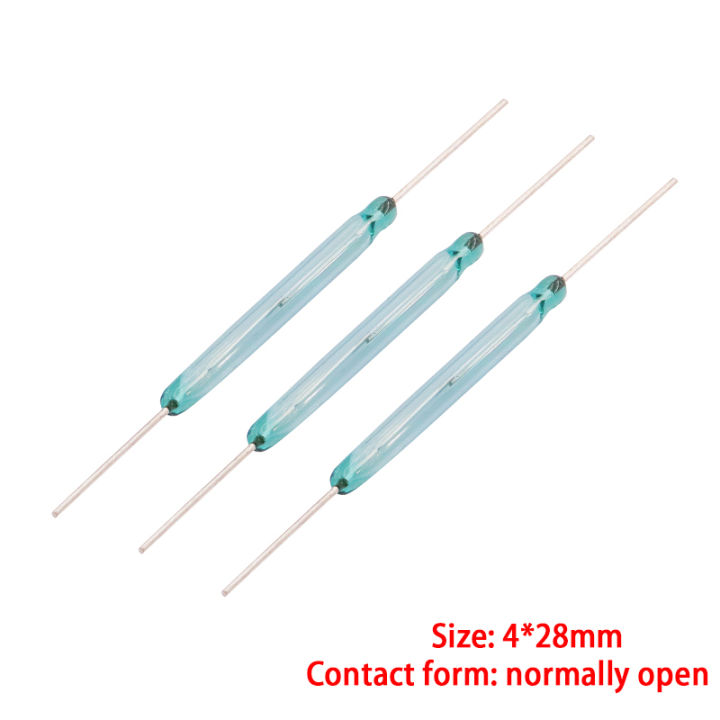 Induction Reed Switch 10Pcs 4*28mm Magnetic Reed Switch Sensor Normally Open DIY Green Glass ...