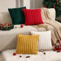 Cozy Faux Fur Plush Throw Pillow Cover - Fluffy Striped Winter & Christmas Decorative Cushion Case with Zipper Closure for Sofa. 