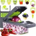 Professional Vegetable Chopper with 12 Functions, Onion and Garlic Dicer, 14-in-1 Multifunctional Food Chopper, Kitchen Vegetable Slicer Cutter, Veggie Chopper with 8 Blades and Container. 