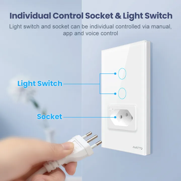 AVATTO%20Tuya%20WiFi/Zigbee%20Smart%20Light%20Switch%20with%20Socket,Brazil%20Stand%2016A%20Touch%20Button%20Wall%20Switch,Work%20for%20Alexa%20%20Home%20lightify%20-%20Image%205