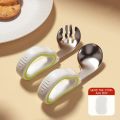 Nechibaby- 316 Stainless Steel Baby Cutlery Set For Self Feeding Baby Fork And Spoon Set With Silicone Handle Kids Silverware Spoons Forks. 