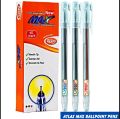MAX Ball Point Pen by Atlas - Box of 10 Pens - 0.7mm Needle Tip - Crystal Body - Smooth Writing - Blue, Red, Black - Made in Sri Lanka. 