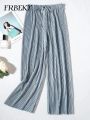 Elegant  Women's Pants Leisure Solid Color Pleated Wide Leg Pants Fall New Drape Loose Nine Pants Streetwear Women Clothing. 