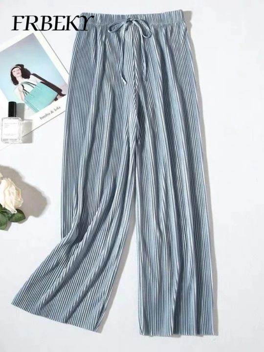 Elegant%20%20Women's%20Pants%20Leisure%20Solid%20Color%20Pleated%20Wide%20Leg%20Pants%20Fall%20New%20Drape%20Loose%20Nine%20Pants%20Streetwear%20Women%20Clothing%20-%20Image%205