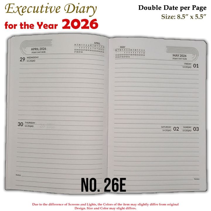 Standard%20Executive%20Diary%20for%20year%202026%20Size%20(8.5"%20x%205.5")%20with%20double%20date%20per%20page%20-%20Image%206