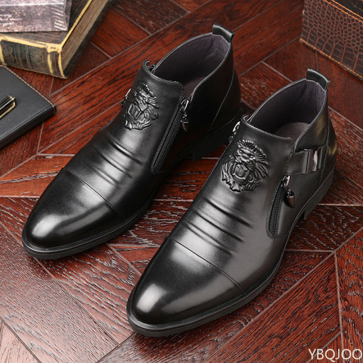 Winter%20Men's%20Elegant%20Boots%20Ankle%20non%20slip%20Leather%20Shoes%20British%20Zip%20Black%20Knight%20boots%20Pointed%20Punk%20Platform%20male%20Booties%20Botas%20-%20Image%202