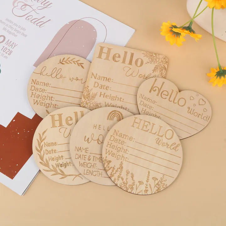 Wooden Baby Milestone Card Newborn Monthly Growth Recording Cards Baby ...