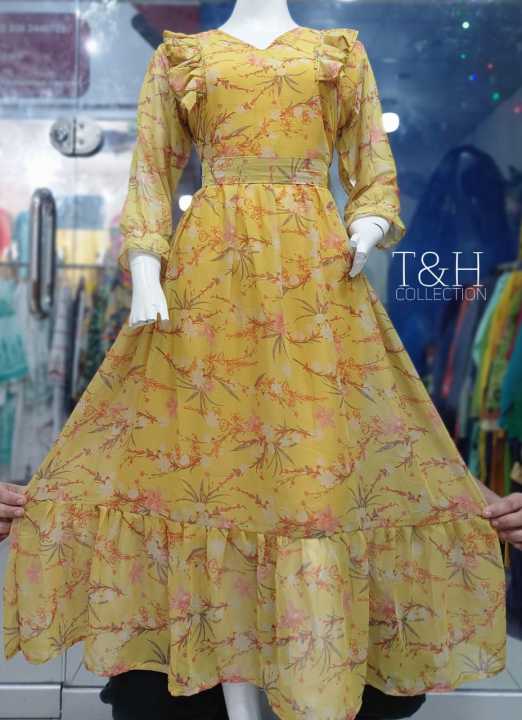 Article T&H long Chiffon Maxi
Stuff China Chiffon/Iner Malai
Size
Chest 21
Length 52
GHair 130 inches
Orignal shoot.
*Same print belt*