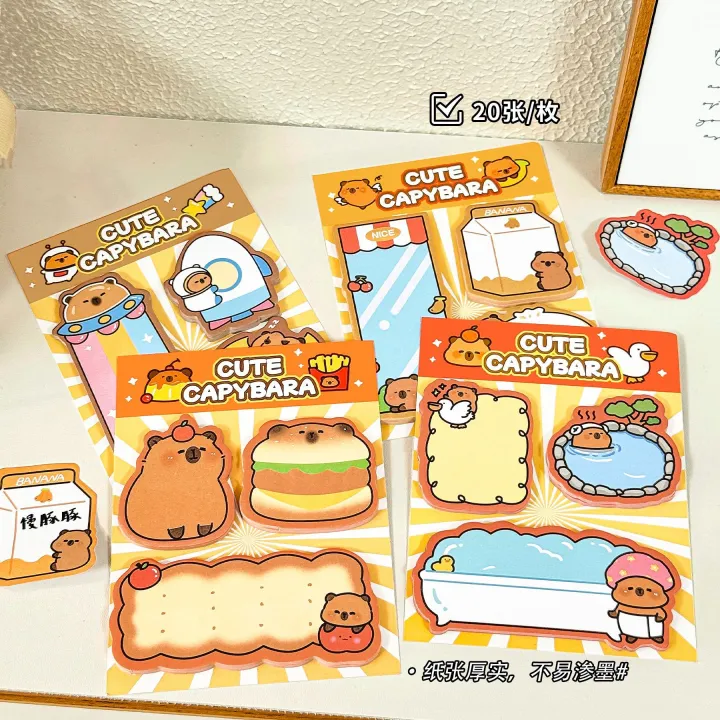4pcs/lot%20Kapibala%20Sticky%20Note%20Combination%20Memo%20Notes%20Students'%20Alien%20Cute%20Portable%20Message%20Book%20Capybara%20N%20Times%20Writing%20Pads%20-%20Image%204