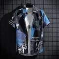 Men's Short sleeve Print Shirts Thin Beach Top Seaside Leisure Men's Essential Clothes. 