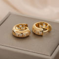 Cubic Zirconia Hoop Earrings For Women Girls Luxury Band Stainless Steel Earrings 2026 Trend Party Jewerly Accessories mujer. 