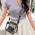 Transparent Crossbody Bag for Women Candy Color Letter Fashion Shoulder Bag PVC Transparent Jelly Bag Small Square Bag. 
