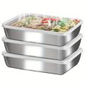 3pcs Stainless Steel Food Containers & Lunch Box, Leakproof Stackable Clear Lids, Kitchen Items and Accessories for Camping.